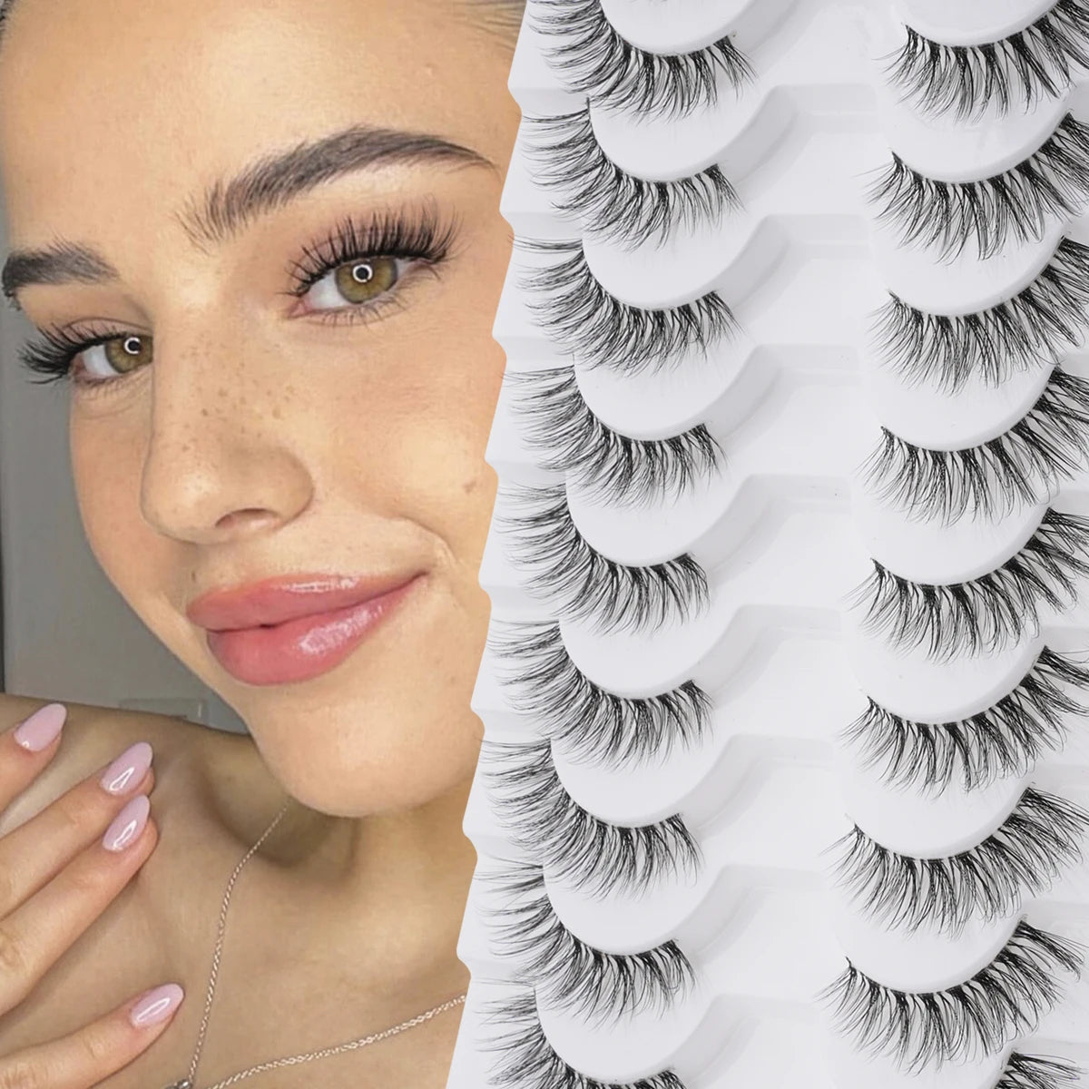 3/6/10 Pairs Wispy Half Eyelash Fluffy False Eyelashes Full Natural Long Mink Lashes Extension Makeup Handmade Cat Eye Faux Cils