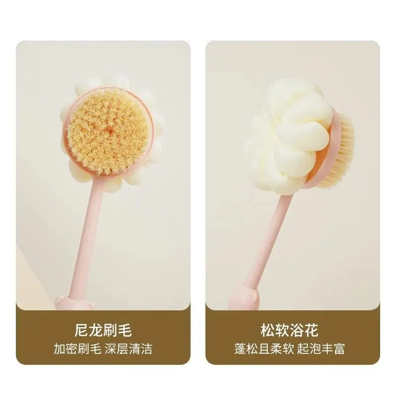 Two Sided Shower Body Brush Silicone Long Handle Bathroom Wash Brush Bathing Massage Back Body Exfoliating Brush Bath Supplies
