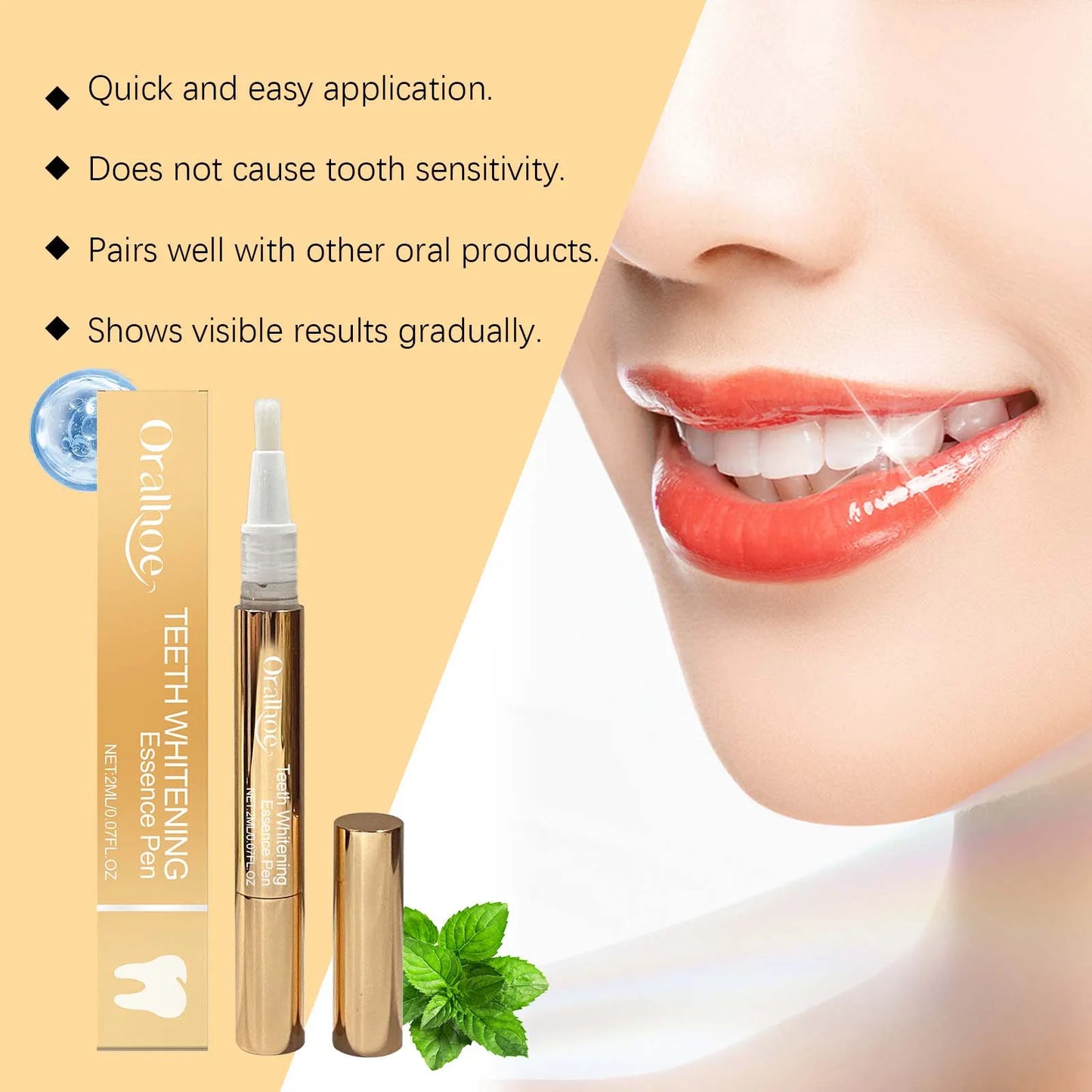 Teeth Whitening Pen Remove Stain Bleach Tooth Reduce Yellow Plaque Fresh Oral Hygiene Care No Sensitivity Gum Protect Repair Gel