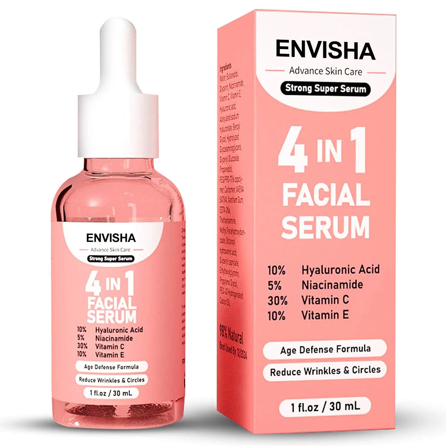 ENVISHA 4 In 1 Face Serum Hyaluronic Acid Niacinamide Vitamin Anti-Aging Anti-wrinkle Deep Moisturizing Firming Skin Care