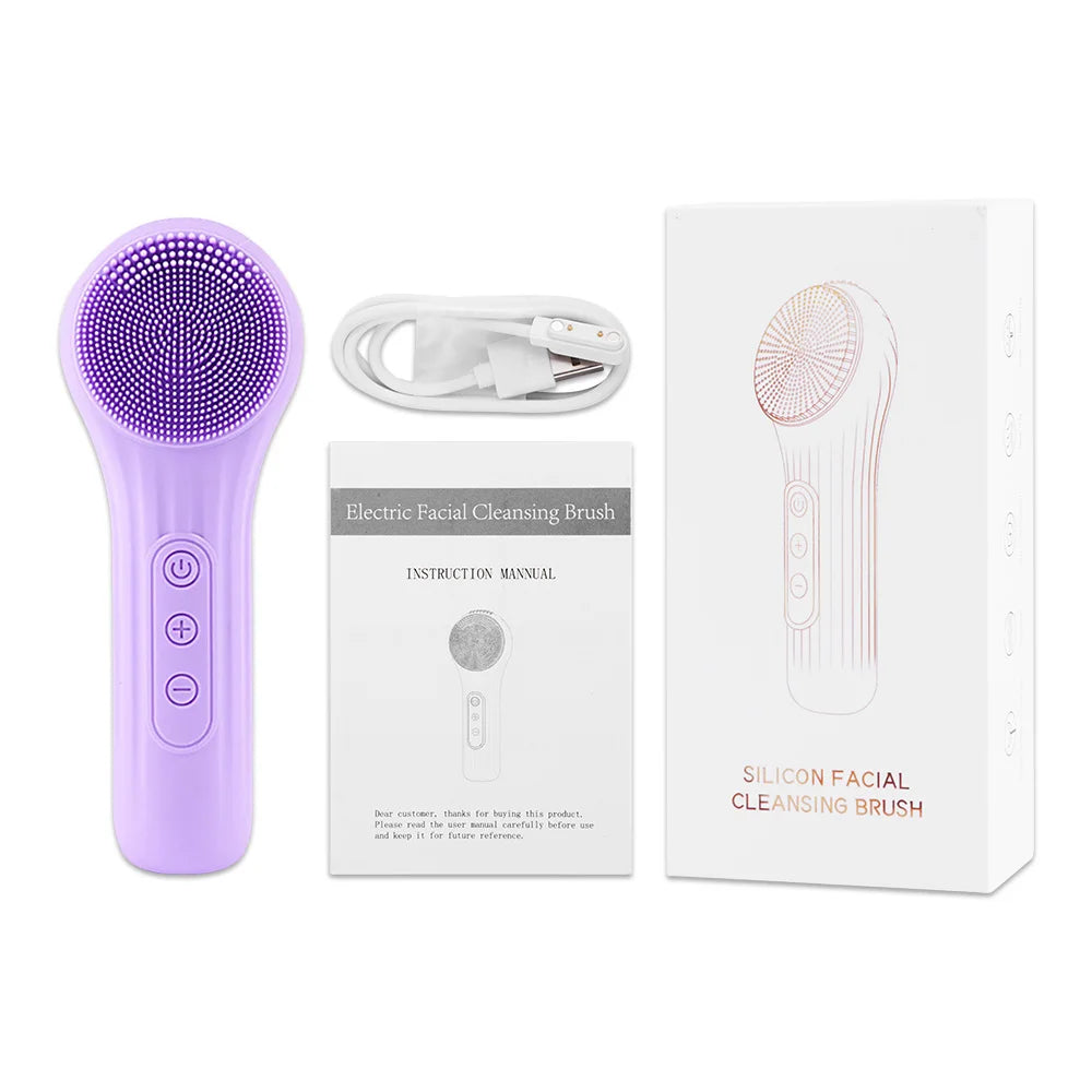 Sonic Silicone Facial Brush Cleaner Vibration Roller Massage Pore Deep Cleansing Scrubber Waterproof Face Exfoliating Cleanser