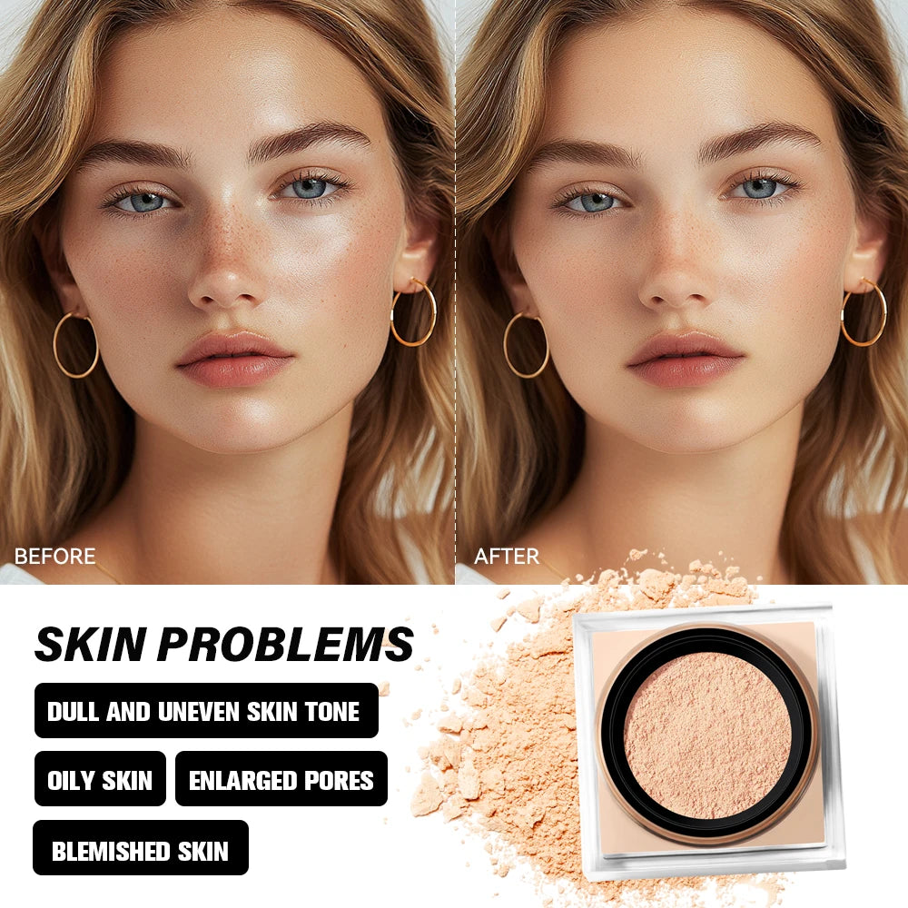 Monochrome Loose Baking&Setting Powder Long Lasting Oil Control Natural Face Matte Waterproof BrighTening Loose Powder Makeup