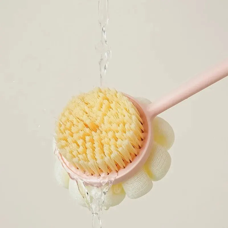 Two Sided Shower Body Brush Silicone Long Handle Bathroom Wash Brush Bathing Massage Back Body Exfoliating Brush Bath Supplies