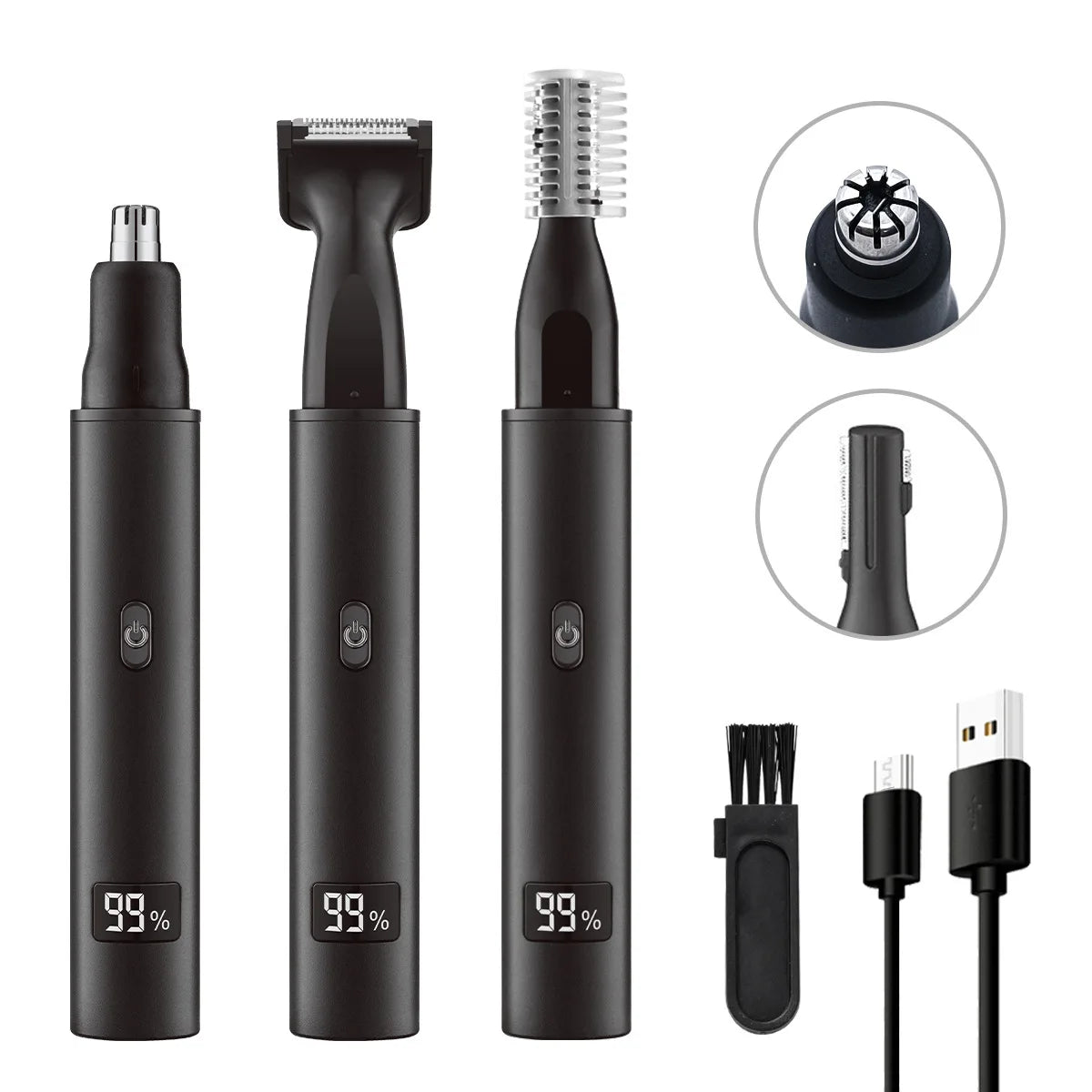 3 in 1 Electric Nose Ear Hair Trimmer Painless Rechargeable Eyebrow Beard Hair Clipper Shaver Nose Hair Trimmer