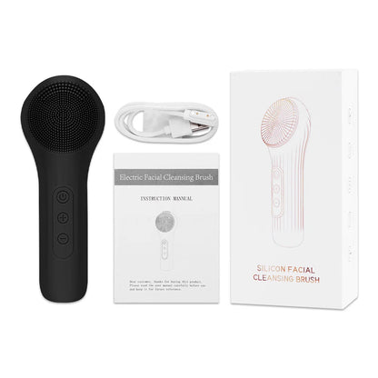 Sonic Silicone Facial Brush Cleaner Vibration Roller Massage Pore Deep Cleansing Scrubber Waterproof Face Exfoliating Cleanser