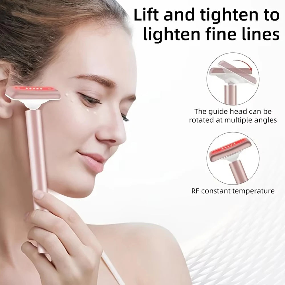 Red Light Therapy Eye Massage Wand Facial Lift Massager Skin Rejuvenation Fade Fine Line