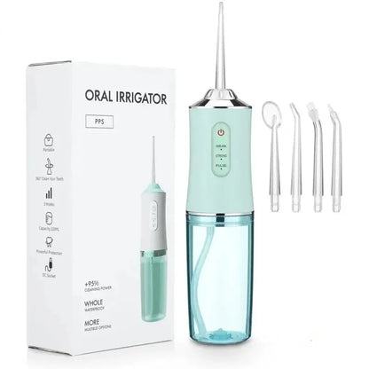 Oral Irrigator Portable Dental Water Flosser USB Rechargeable Water Jet Floss Tooth Pick 4 Jet Tip 220ml 3 Modes IPX7 1400rpm