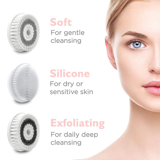 4 in 1 Face Exfoliating Electric Facial Cleaner Silicone Scrub Pore Cleaner Spin Sonic Facial Cleansing Brush