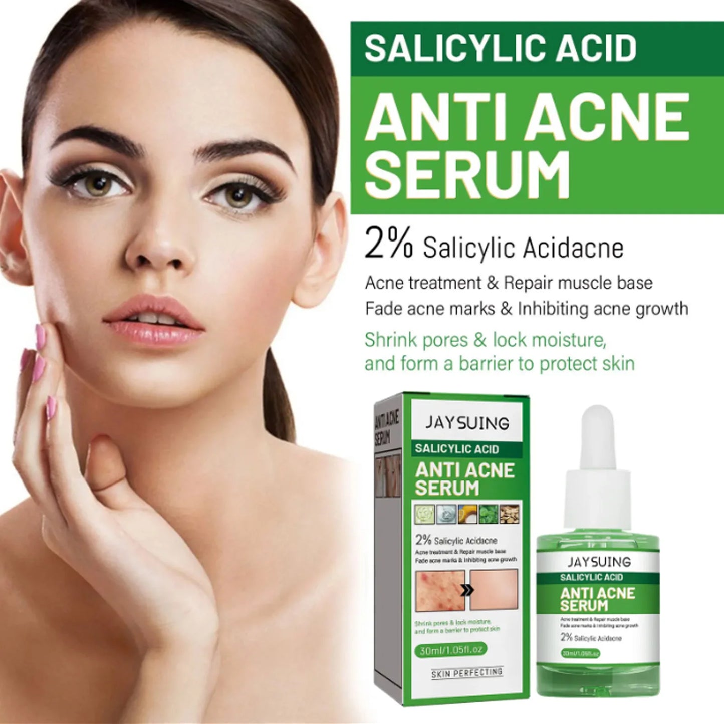 Salicylic Acid Anti Acn-e Face Serum Hydrating Fader Acne Mark Pimple Blackhead Removal Shrink Pores Oil Control Facial Essence