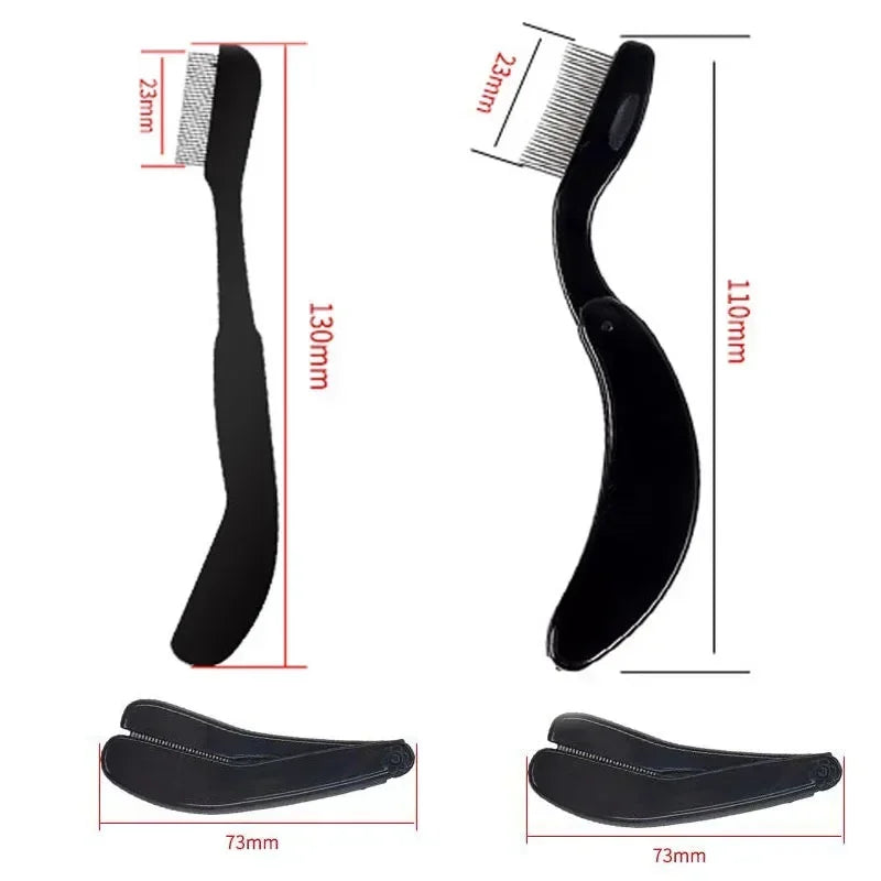 Foldable Ultra-fine Stainless Steel Eyelash Brush Lash Separator Eyebrow Eyelashes Extension Comb Eyelash Curler Makeup Tools