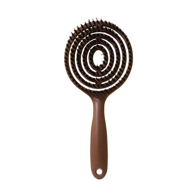 1Pc Boar Bristle Round Detangling Hair Brush for Volume Scalp Care Massage Women Wet Curly Comb Salon Hairdressing Styling Tools