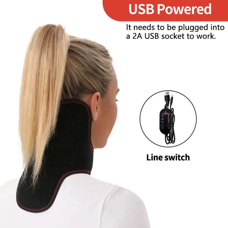 Heating Neck Support- Vibration Massager Hot Compress Relieves Joint Pain Discomfort overuse injury 3-Level Timer USB Port