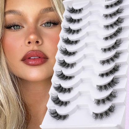 3/6/10 Pairs Wispy Half Eyelash Fluffy False Eyelashes Full Natural Long Mink Lashes Extension Makeup Handmade Cat Eye Faux Cils