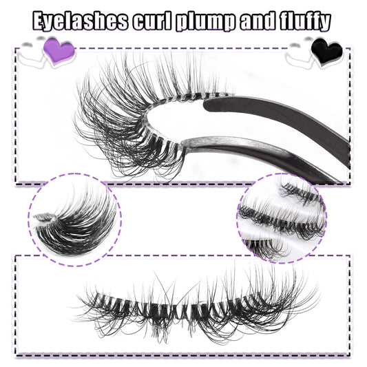 3/6/10 Pairs Wispy Half Eyelash Fluffy False Eyelashes Full Natural Long Mink Lashes Extension Makeup Handmade Cat Eye Faux Cils