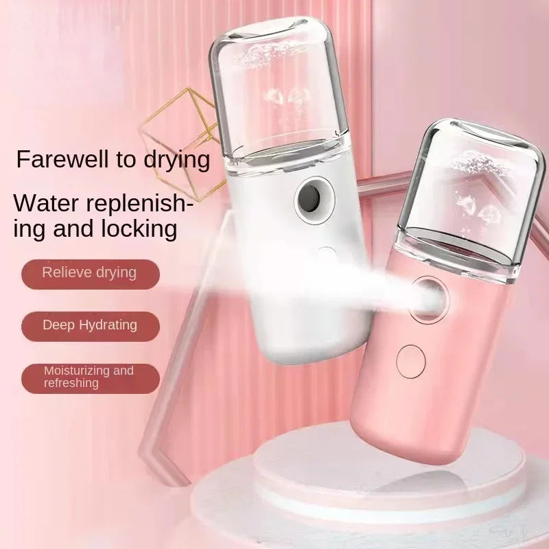 Mini Portable Humidifier Facial Steamer Device Beauty Spray Hydrating Apparatus Cold Spray Apparatus Rechargeable Nano Spray