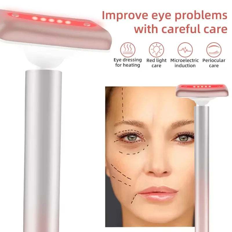 Red Light Therapy Eye Massage Wand Facial Lift Massager Skin Rejuvenation Fade Fine Line