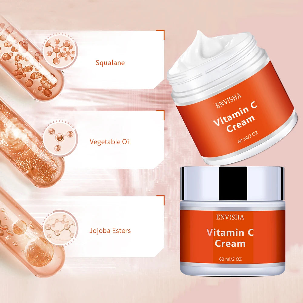 ENVISHA Facial Cream Vitimin C Skin Care Anti-Wrinkle Aging Moisturizing Shrink Pores Whitening Smooth Firming Beauty Health