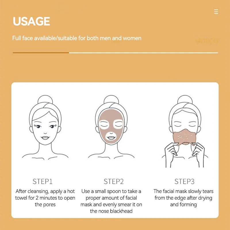 Hanlunmeiyu Activated Charcoal Peel-Off Mask-Deep Cleansing ,Hydrating Moisturizing Peel-Off Mask ,Pore Purifying Oil Control